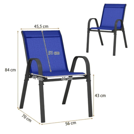 Комплект садових стільців Costway Patio з підлокітниками синій Київ