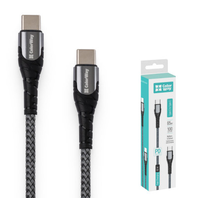 Дата кабель USB-C to USB-C 2.0m PD Fast Charging 65W 3A grey ColorWay (CW-CBPDCC039-GR) Винница - изображение 9