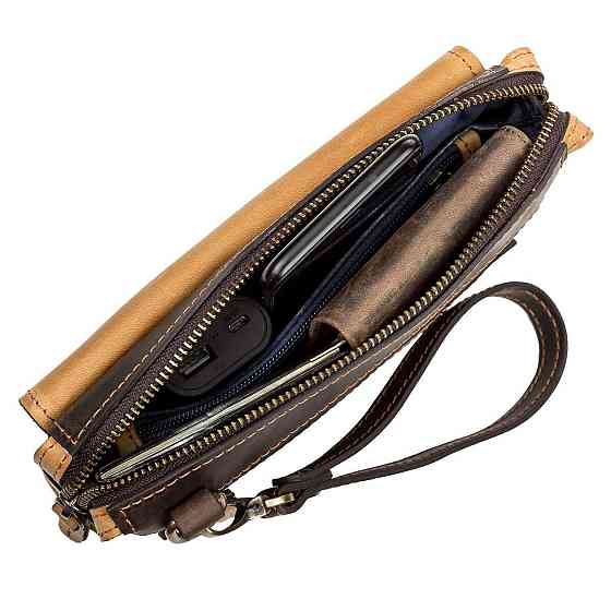 Мужской клатч кожаный Коричневый (SHVIGEL) Киев