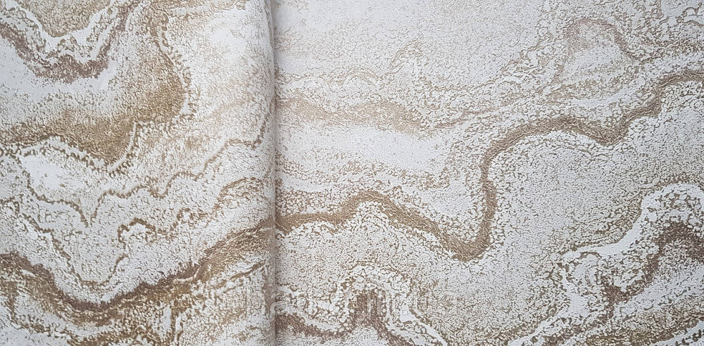 Шпалери вінілові на флізеліні AS creation Della Natura 1.06Х10 абстракція хвилі структурні золотисті на білому Київ - фото 1