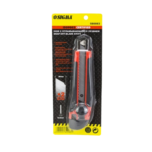 Нож пластик/резина 18мм винтовой замок 2 лезвия SIGMA Житомир