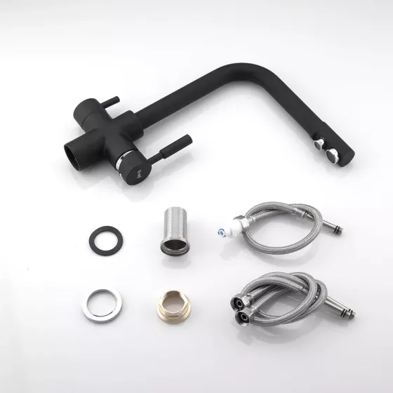 Смеситель для кухни на две воды Frap F4352-7 с подключением к фильтру, черный Киев