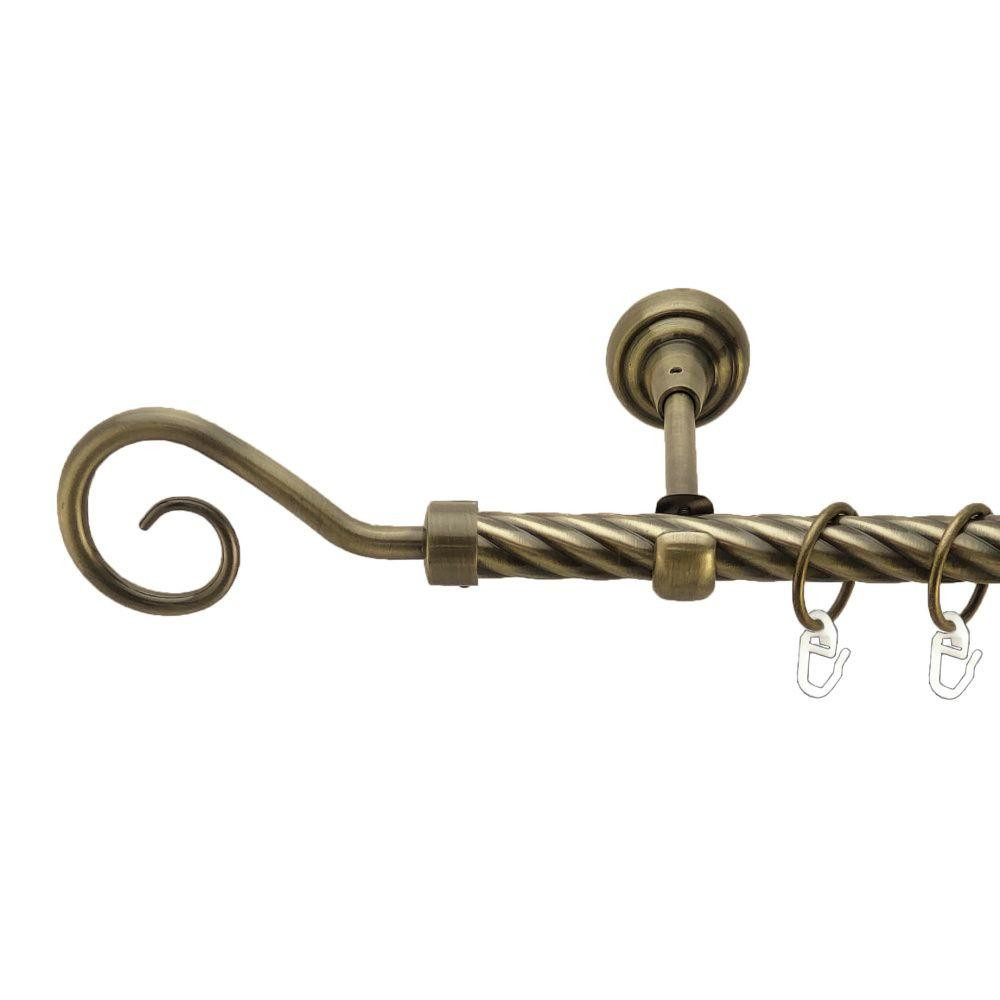 Карниз Orvit Гак металевий однорядний відкритий скручена труба кільце металеве Антик 19 мм 300 см Львов - изображение 1