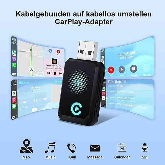Карплей бездротовий адаптер для авто для Apple iPhone iOS 10+, перетворення дротового CarPlay для машин з 2016 року Plug and Play Київ