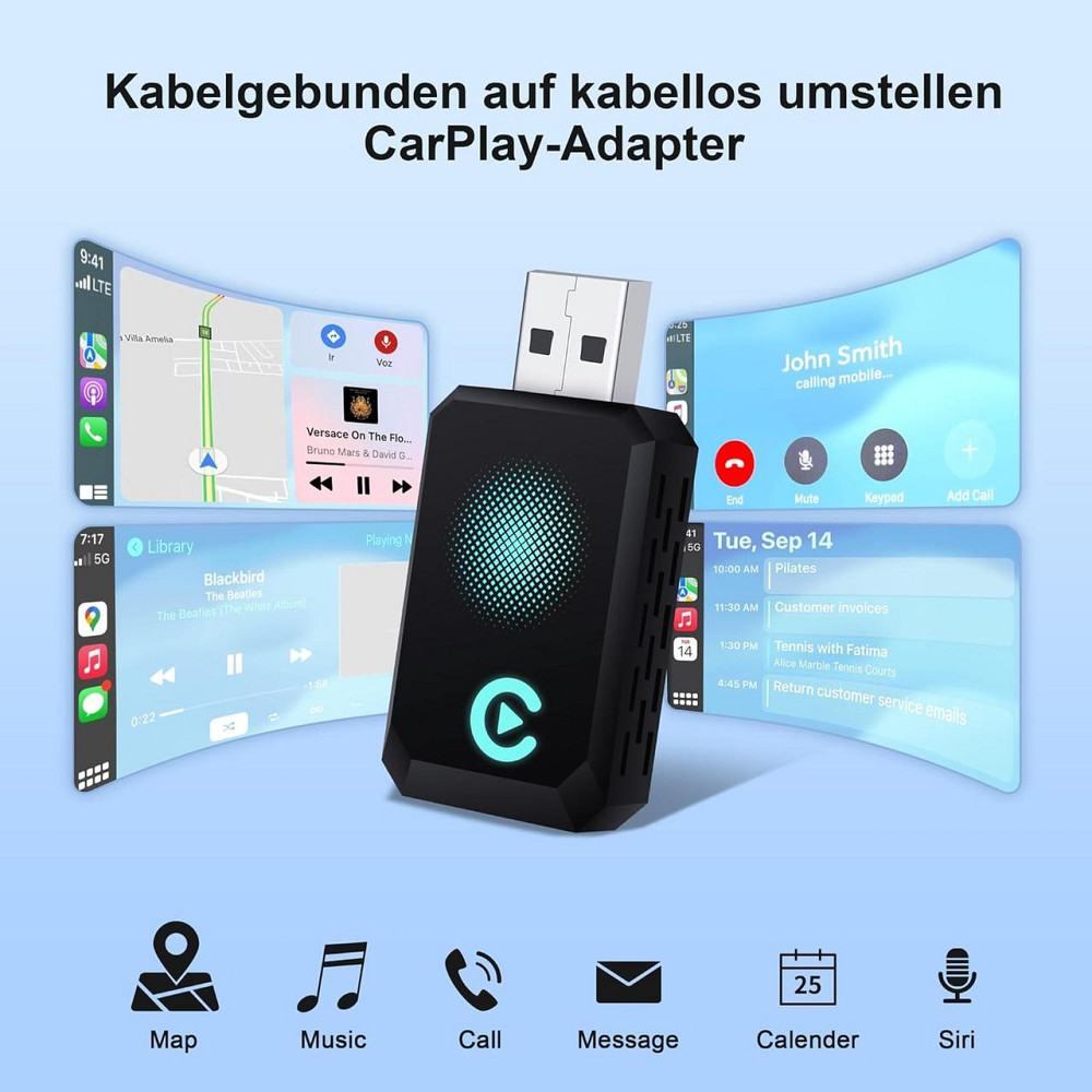 Карплей бездротовий адаптер для авто для Apple iPhone iOS 10+, перетворення дротового CarPlay для машин з 2016 року Plug and Play Київ - фото 2