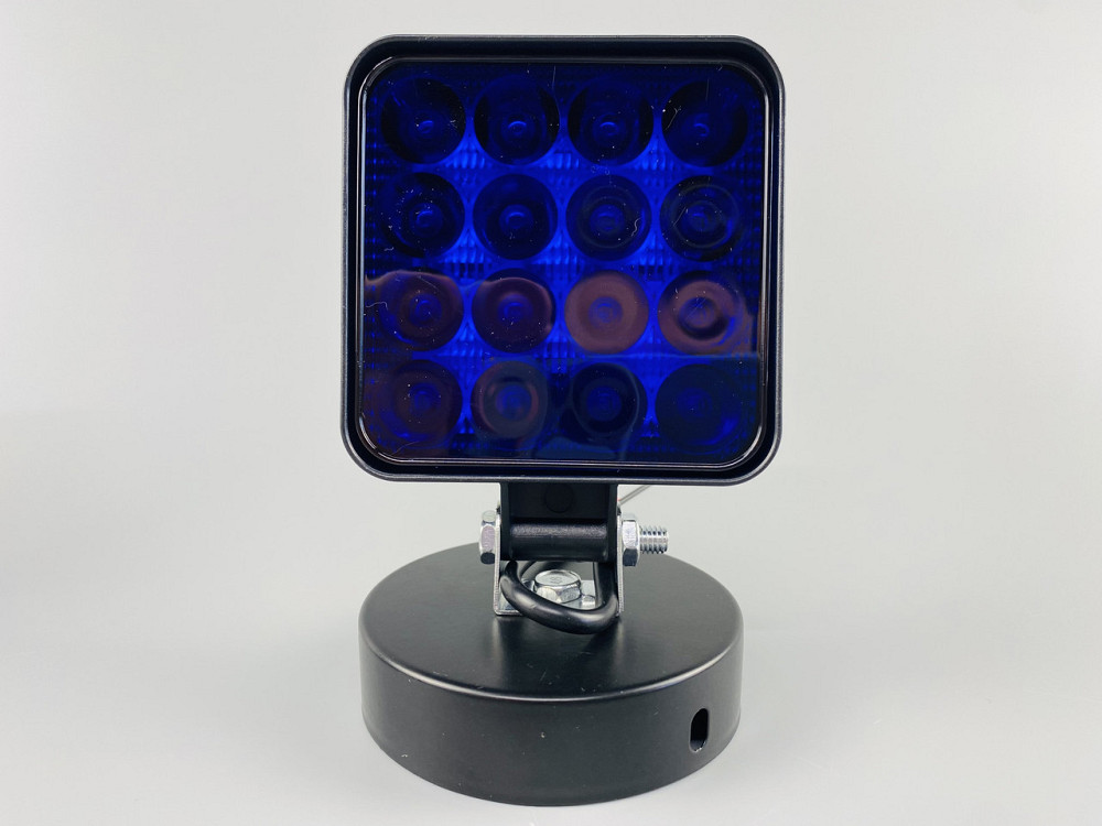 Фара LED квадратна 48 W 12 V 6500 K (16 діодів) (8.4 см х 8.4 см х 2 см) Mini (синя) Мукачево - фото 1