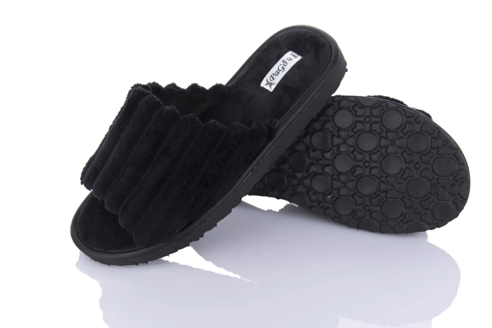 Тапочки мужские с открытым носком и легкой подошвой PaGo крупный вельвет черные 45 Одесса - изображение 3