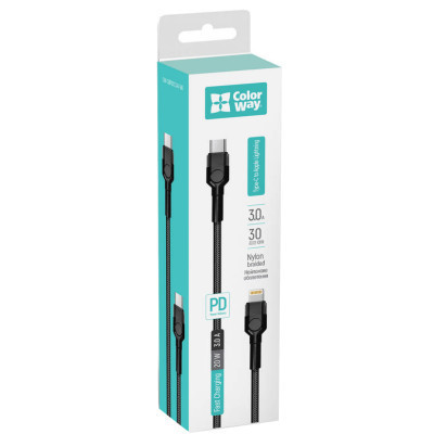Дата кабель USB-C to Lightning 0.3m 3А black ColorWay (CW-CBPDCL054-BK) Вінниця - фото 7