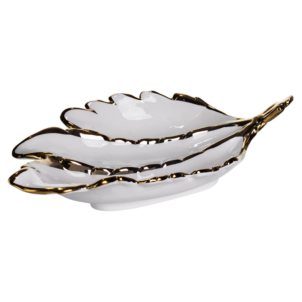 Менажниця порцелянова на 3 секції для закусок 40×25×7.5 (см) тарілка менажниця Білий із золотом ZBSY-16 Коломия - фото 3