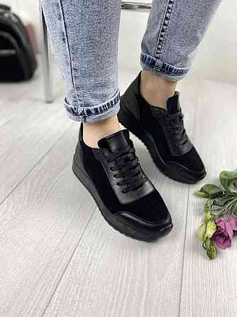 EMELI Кросівки жіночі EMELI 915/1 чорні (весна-осінь, шкіра+замша натуральна) (2687) Коломыя