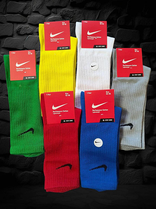 Набор мужских качественных цветных высоких хлопковых носков 6 штук Nike. Размер 42-46 Киев - изображение 4