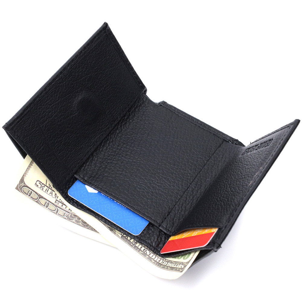 Удобный компактный кошелек с монетницей из натуральной кожи ST Leather 22742 Черный Киев - изображение 7