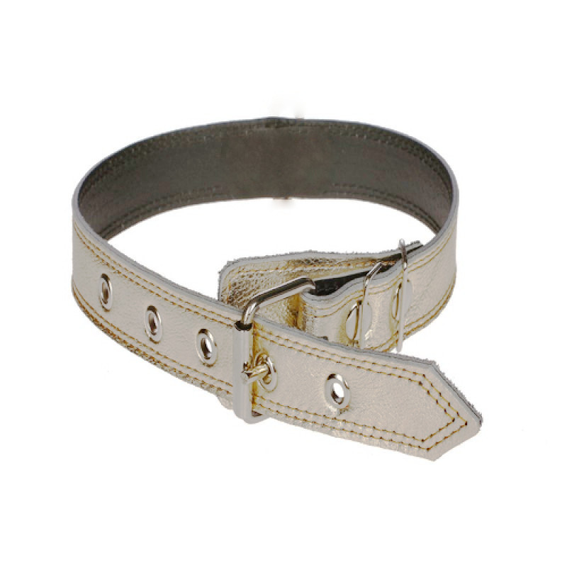 Нашийник 1524 15мм "Перламутр" шкіра подвійний Срібний Вінниця - фото 1