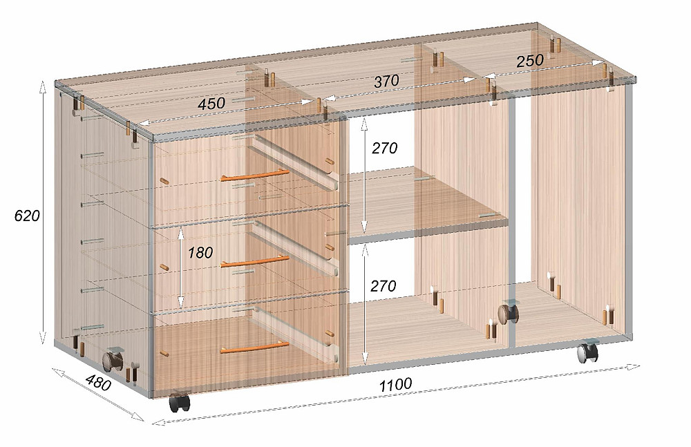 Тумба офисная ТМО-3, Венге Магия, 1100/480/620 Львов - изображение 2