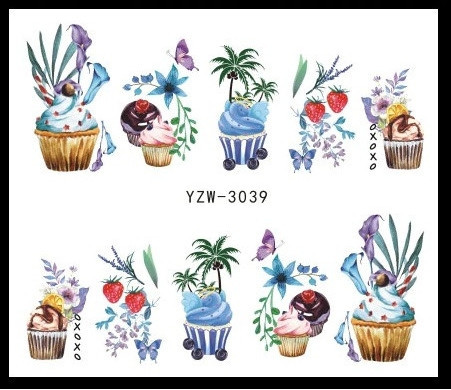 Наклейки для нігтів "Тістечка" YZW-3039 Київ - фото 1