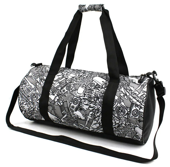 Сумка спортивная Wallaby 214 25х48 черно-серая S214390 Киев - изображение 3