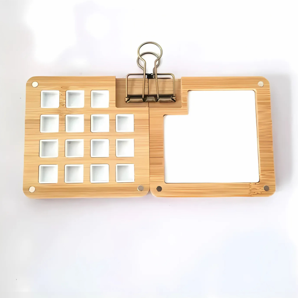 Портативна міні-палітра для акварелі, складна, дерев'яна, компактний розмір 15×7.5×0.8 см, для художників Кам'янець-Подільський - фото 3