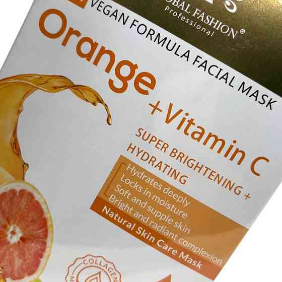 Тканинна маска Global Fashion Facial Mask Апельсин + вітамін С (суперосвітлювальна та зволожуюча) 25мл Херсон