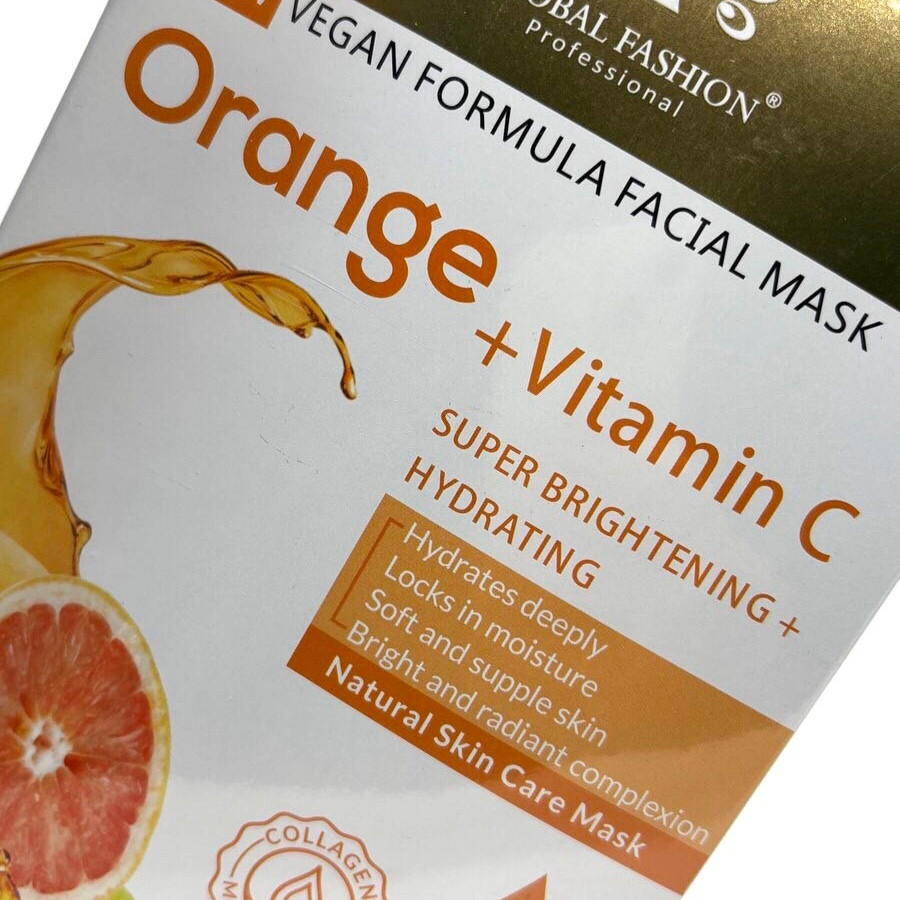 Тканинна маска Global Fashion Facial Mask Апельсин + вітамін С (суперосвітлювальна та зволожуюча) 25мл Херсон - фото 1