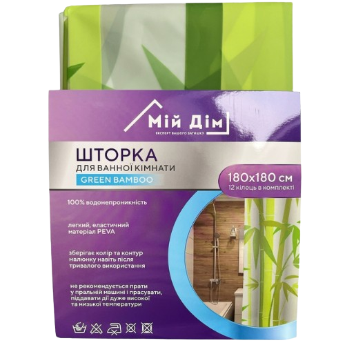 Шторка для ванної 180*180 см Green Bamboo NJ10109 МД Віланд Житомир
