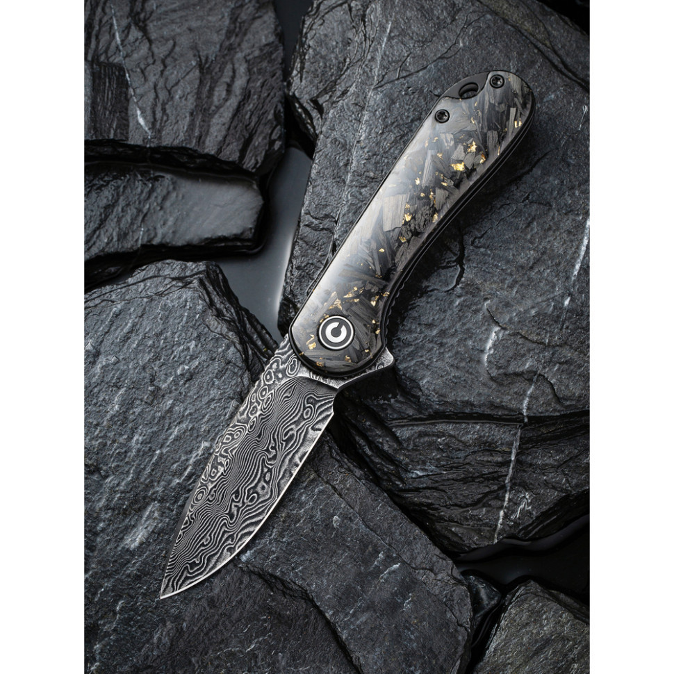 Нож складной карманный Civvi Elementum, (7.5 см) Damascus / Carbon Fiber серый Киев - изображение 8