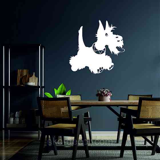 Декоративне настінне Панно «Шотланський тер'єр», Декор на стіну 90*90 см, Білий Київ