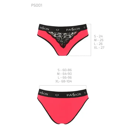 Трусики з широкою гумкою і мереживом Passion PS001 PANTIES M, red-black Львів