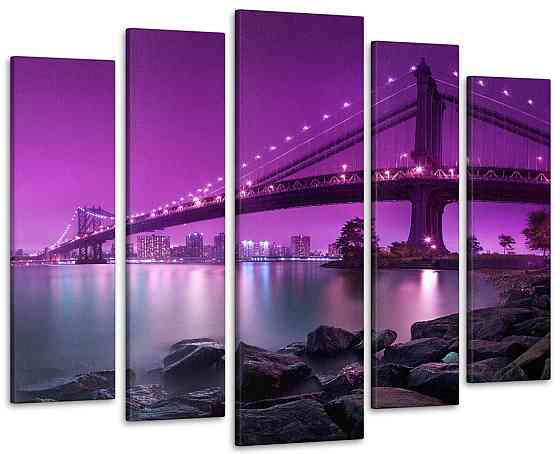 Модульна картина у вітальню / спальню Нічний міст Art-353_5 ( 80х118см ) Київ