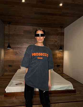 Женская трендовая оверсайз футболка с накатом PROSECCO трикотаж - 100% хлопок в технике тай-дай Одесса