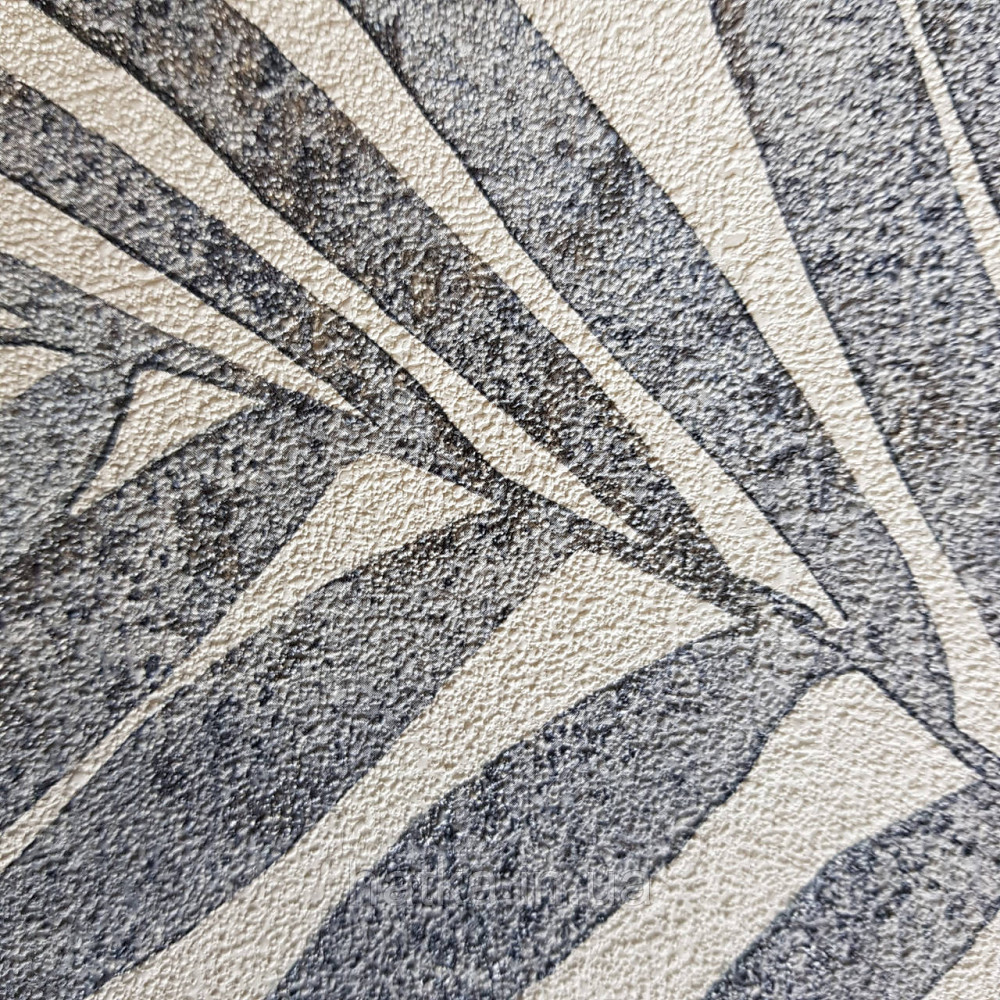 Шпалери вінілові на флізеліновій основі Rasch Linares 0.53х10 папороть листя сірі срібло на білому 617429 Київ - фото 3