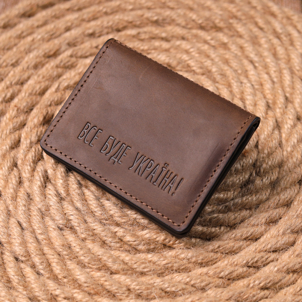 Зручна обкладинка на автодокументи у вінтажній шкірі Україна GRANDE PELLE 16710 Коричнева Київ - фото 8