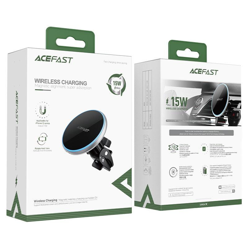 Автодержатель для телефона с БЗУ ACEFAST D3 magnetic wireless charging car holder Silver Киев - изображение 2