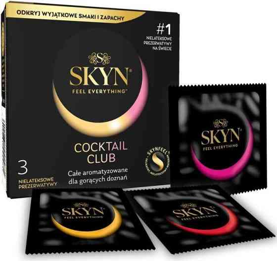 Презервативи SKYN Cocktail Club 3 шт., смаки Pina Colada, Cherry Sunrise і Passion Daiquiri Sex Aura Київ