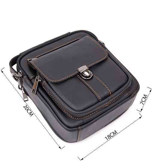 Компактний месенджер на два відділення чоловічий Vintage 20395 Чорний Київ