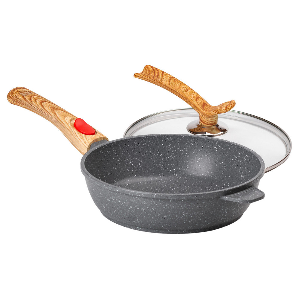 Алюмінієва глибока сковорода (2,4 л) зі скляною кришкою Ø 24 см сіра MGC HP-4-463G Київ - фото 4