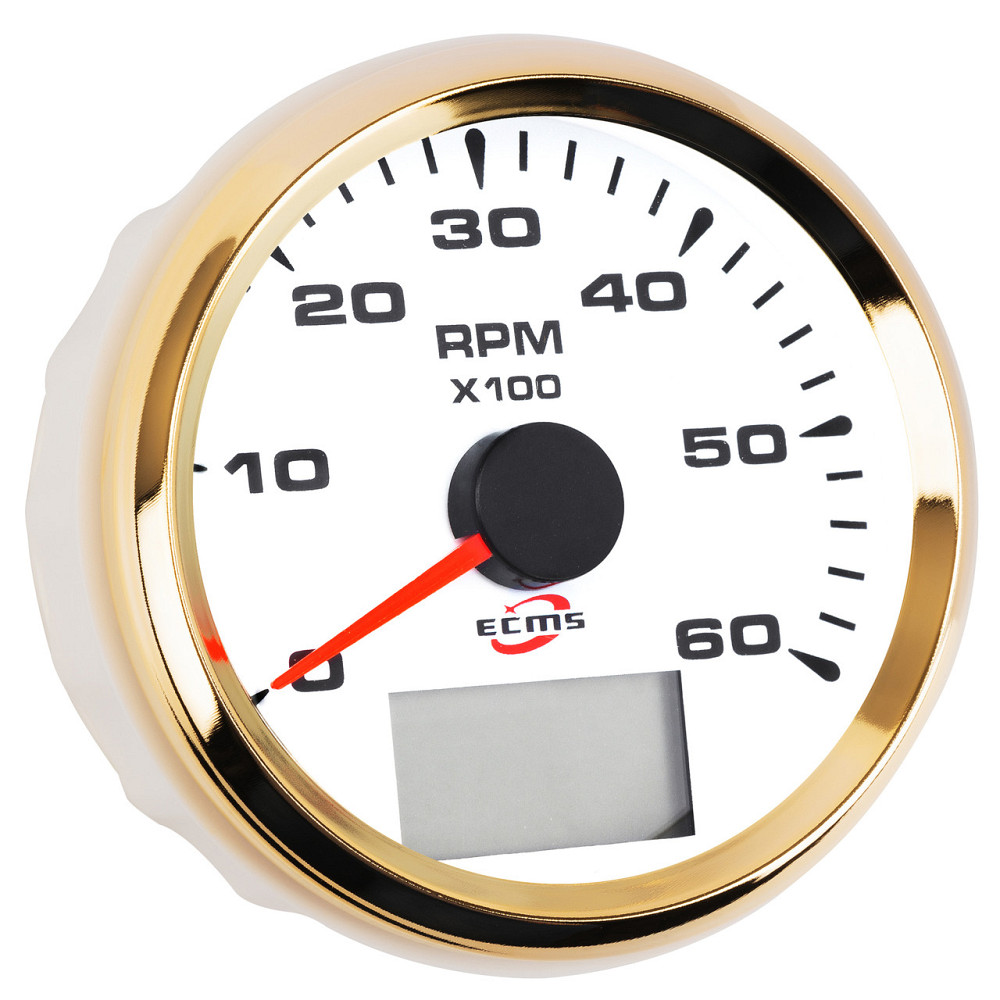 Тахометр ECMS HMH3-WG-6KL диаметр 85мм, рамка золото, дисплей белый Черкассы - изображение 1