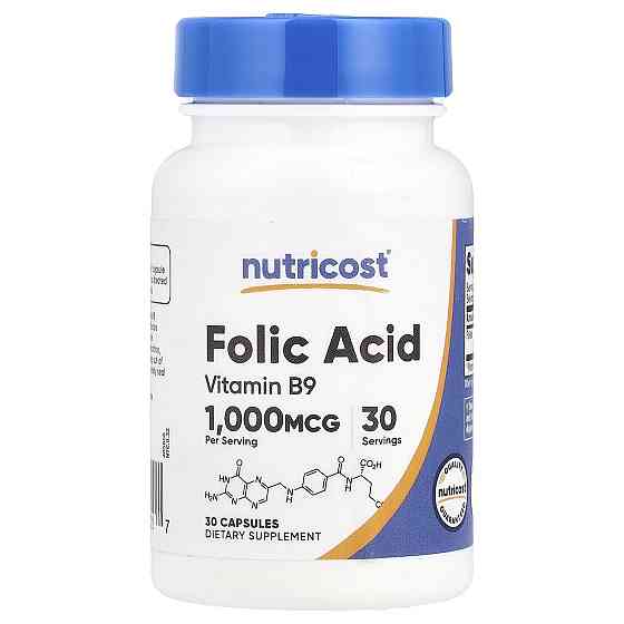 Фолиевая кислота Nutricost Folic Acid, 1,000 mcg, 30 Capsules Луцк
