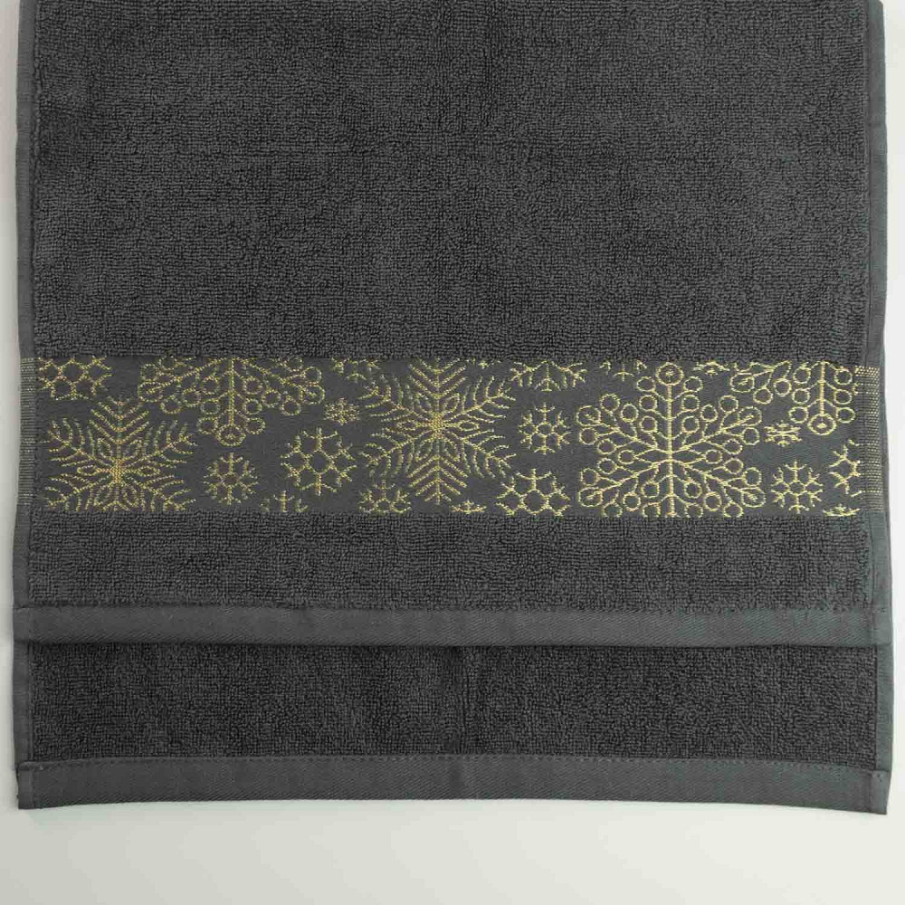 Полотенце махровое Новогоднее Merry Christmas Снег GM Textile 40х70см 500г/м2 (Темно-Серый) Сумы - изображение 3