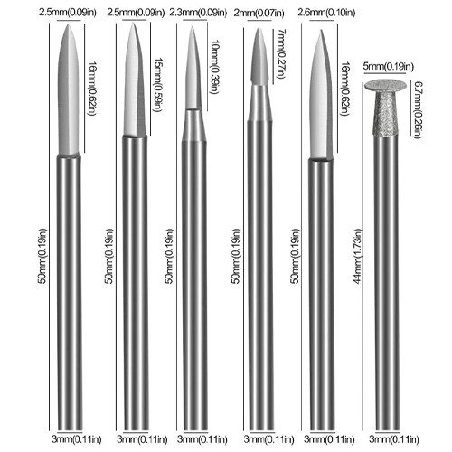 Набор фрез по дереву 6шт, хвостовик 3мм, для гравера, сталь в кейсе Винница - изображение 5