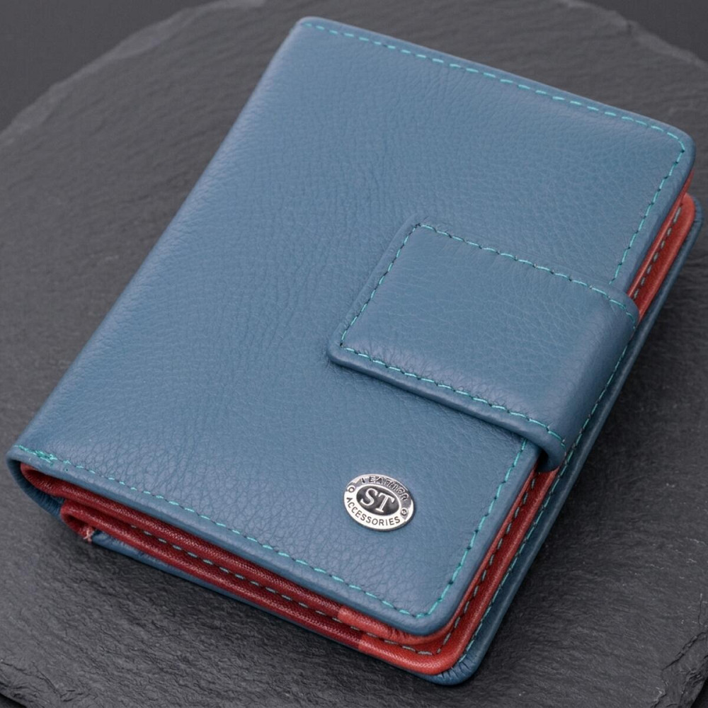 Небольшой вертикальный женский кошелек из натуральной кожи ST Leather 19435 Бирюзовый Киев - изображение 11