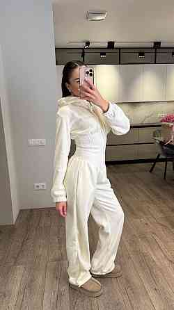 Жіночий стильний теплий корсетний комбінезон двосторонній фліс Молочний, 44/46 Одеса