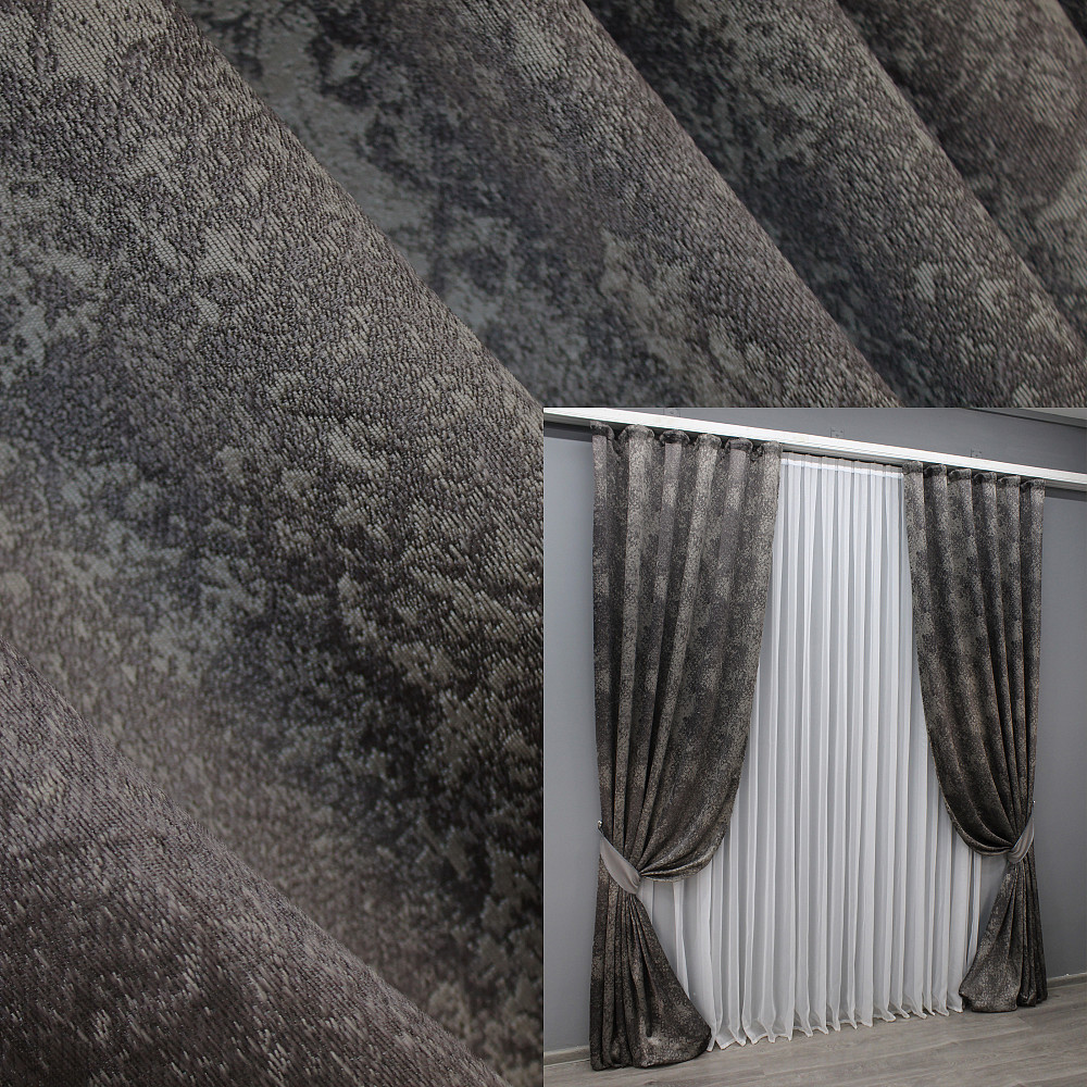 Комплект готовых штор VR-Textil Мрамор Al-9 № 1637ш Графитовый с серым 150х290 см 2 шт (33-0480) Киев - изображение 1