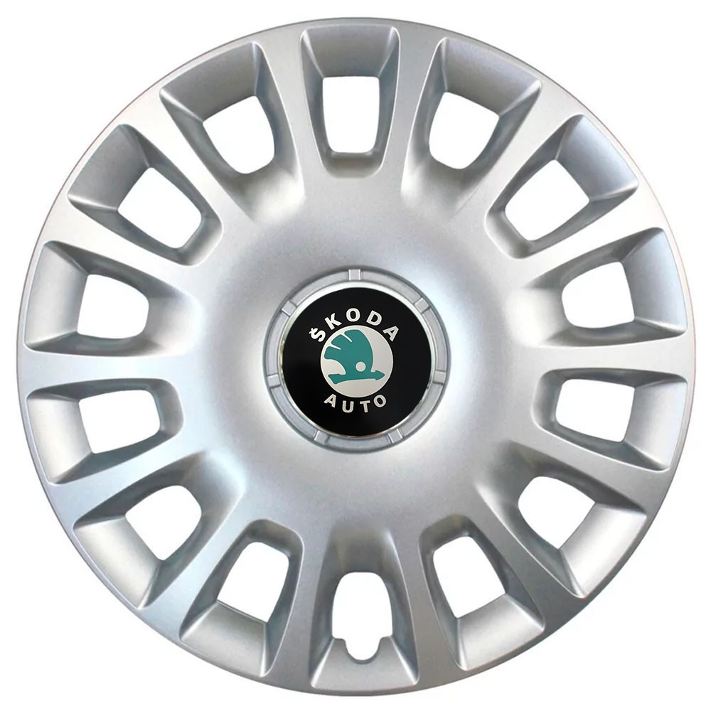 Автомобільні модельні ковпаки R13 Skoda (зелена) 109 4шт, SJS, сріблясті Київ - фото 1