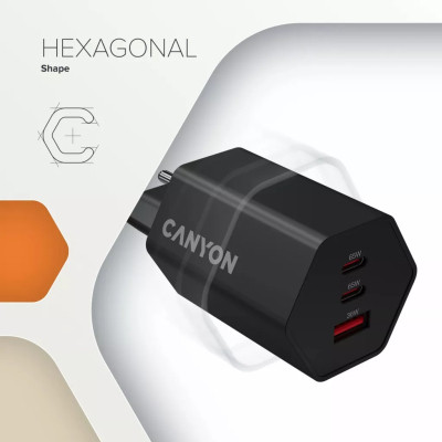 Зарядное устройство Canyon HEXAGON 65 GaN 65W 2xPD 1xQC EU White (CND-CHAHEX65W) Винница - изображение 6