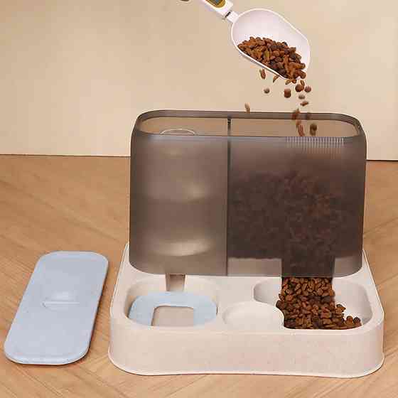 Миска для кошек собак с автоматической поилкой и кормом Taotaopets 193306 Gray + White Киев