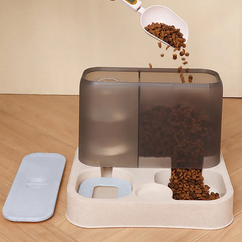 Миска для кошек собак с автоматической поилкой и кормом Taotaopets 193306 Gray + White Київ - фото 3
