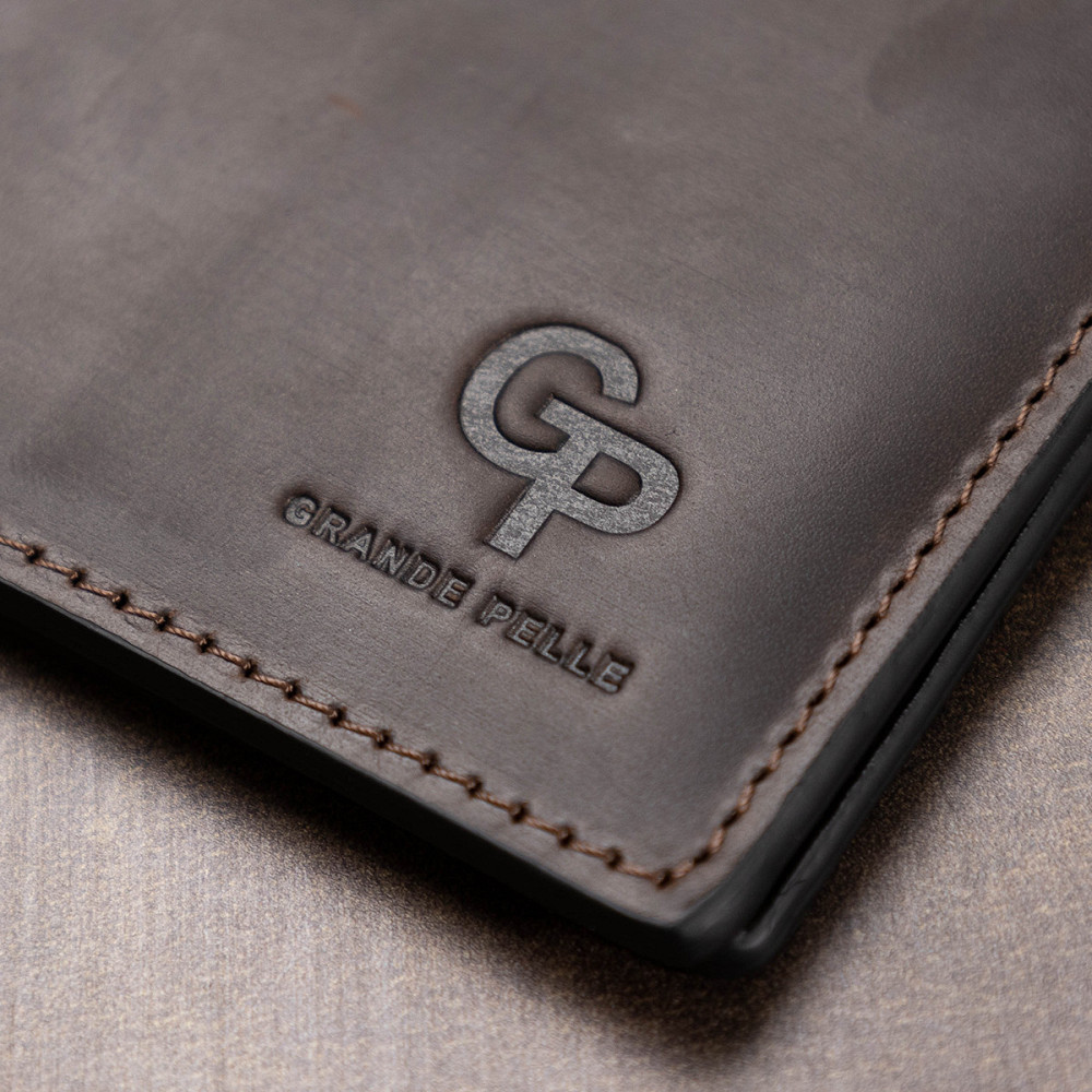 Кожаный мужской зажим для денег GRANDE PELLE 11540 Коричневый Киев - изображение 10