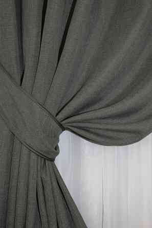 Комплект готовых штор VR-Textil Лен Лен Лен Мешковина № 1282ш Серый 100х275 см 2 шт (31-536) Киев