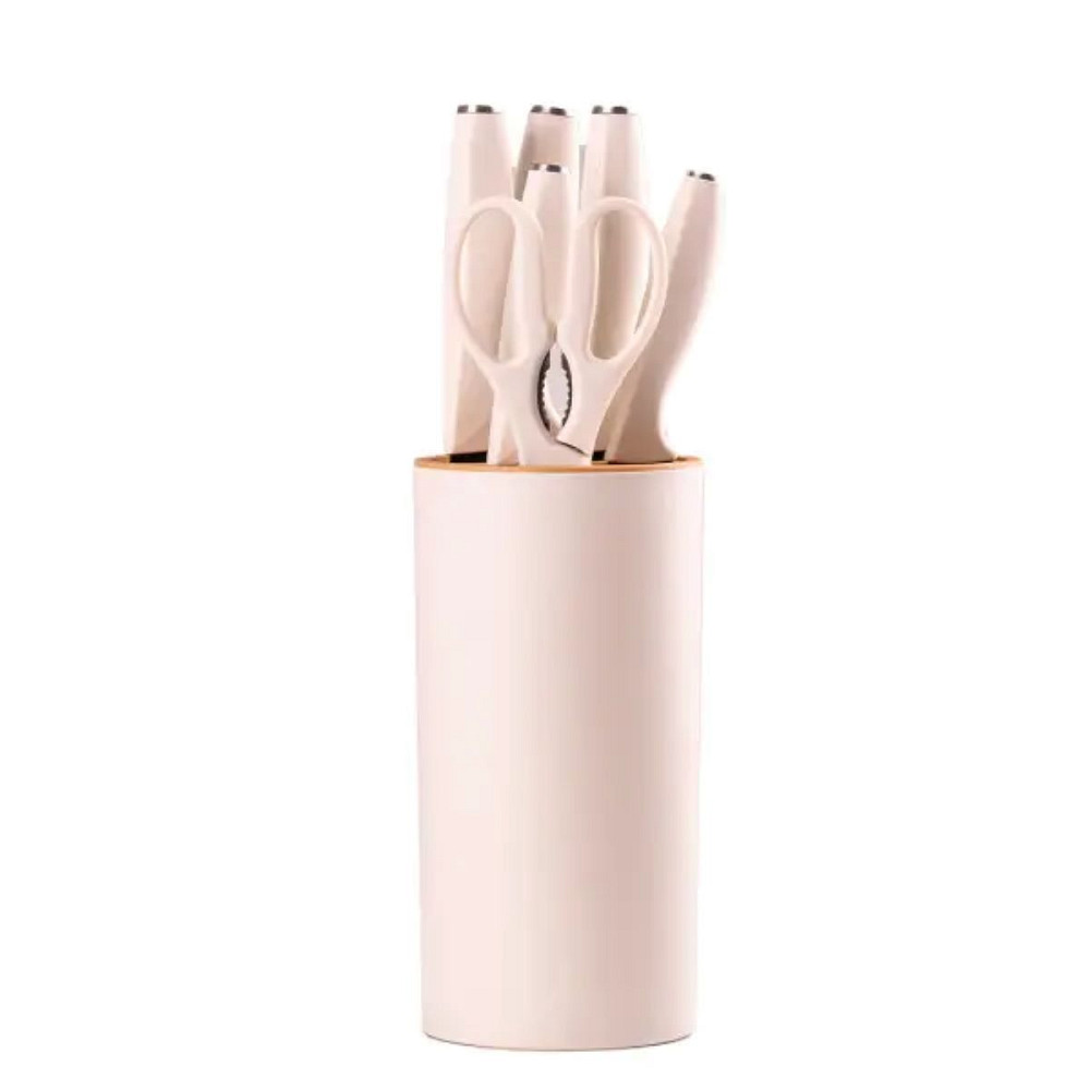 TS Kitchen Набір кухонних ножів з підставкою 6 предметів білий Київ - фото 1