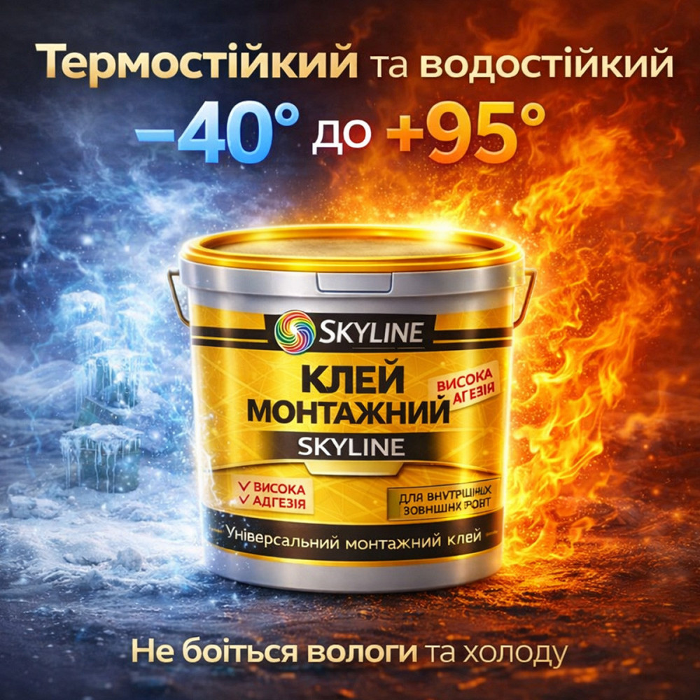 Клей монтажний акриловий 1.2 кг Skyline універсальний вологостійкий білий для декору, плінтусів та ПВХ Харків - фото 5